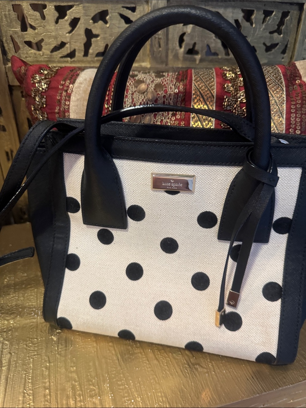 kate spade New York Black & White Polka Dot Tote